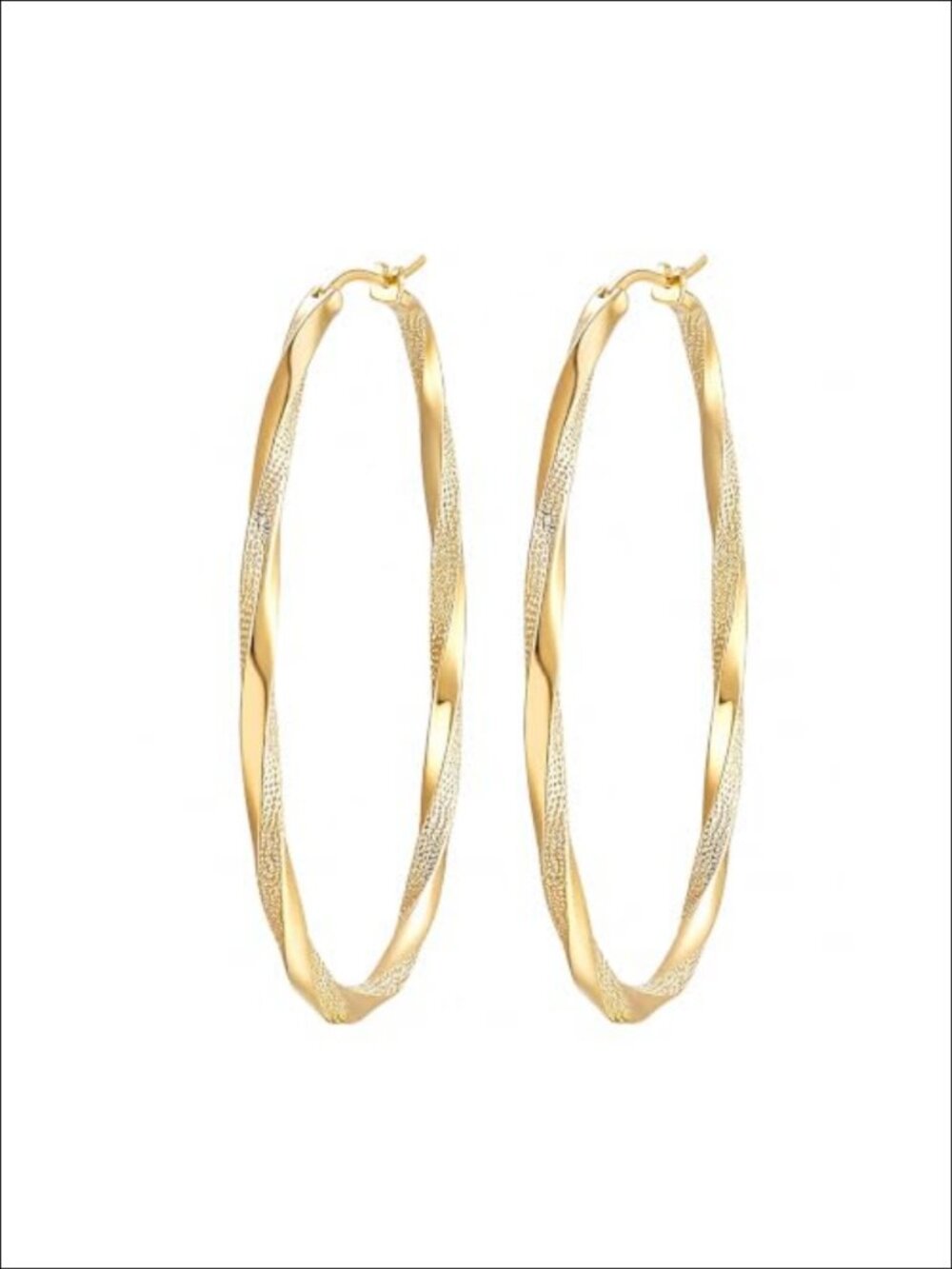 14K Gold Plated Twisted Hoop Earrings Hypoallergenic Hinged Women's Jewelry